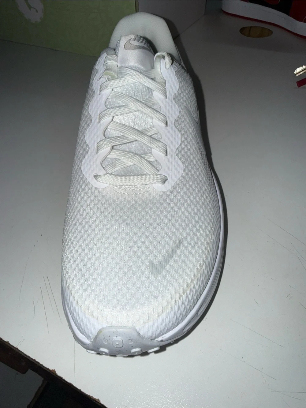 Nike Women’s White Athletic Running Shoes with Gray Swoosh
